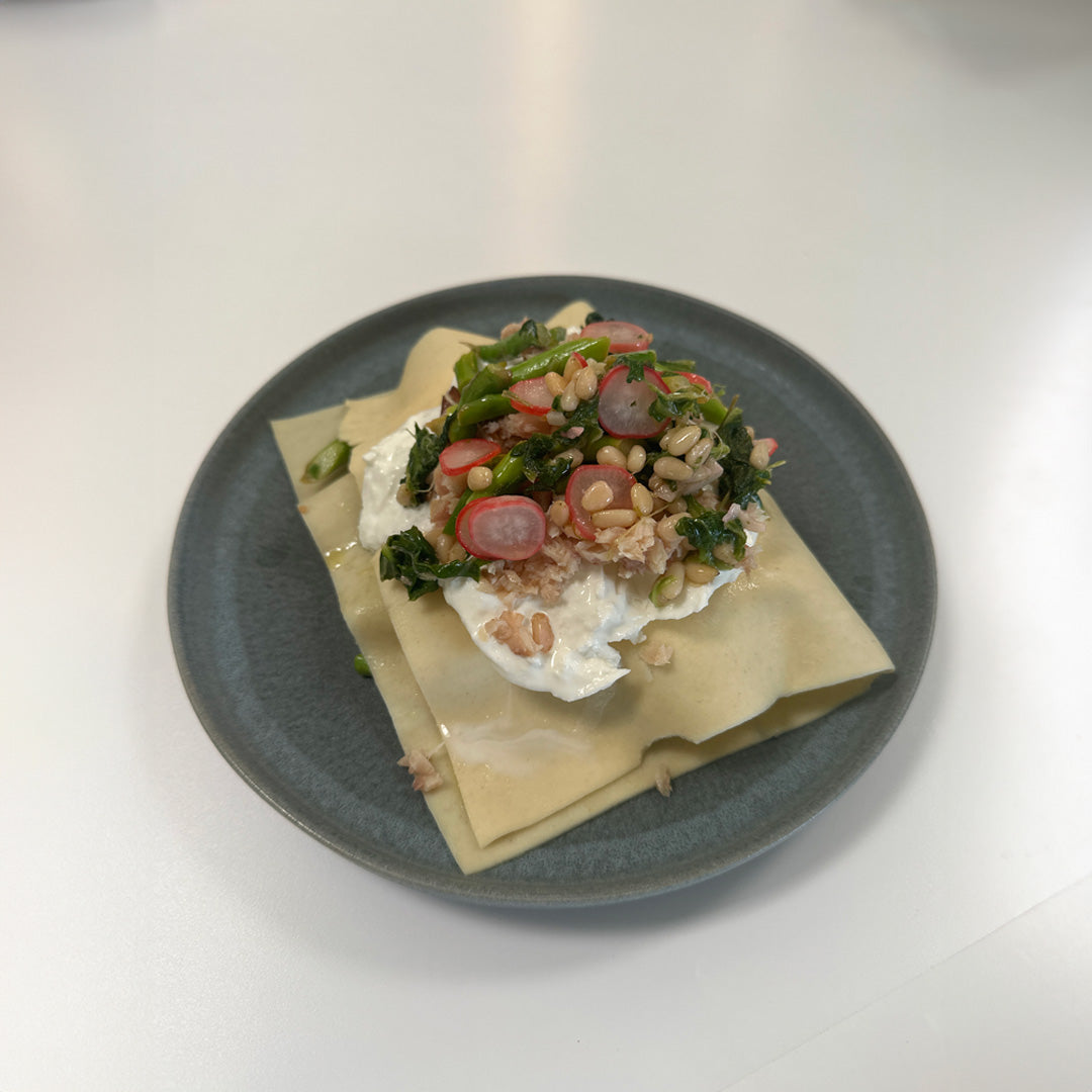 Open Lasagna with Munkebo Seafood Smoked Trout