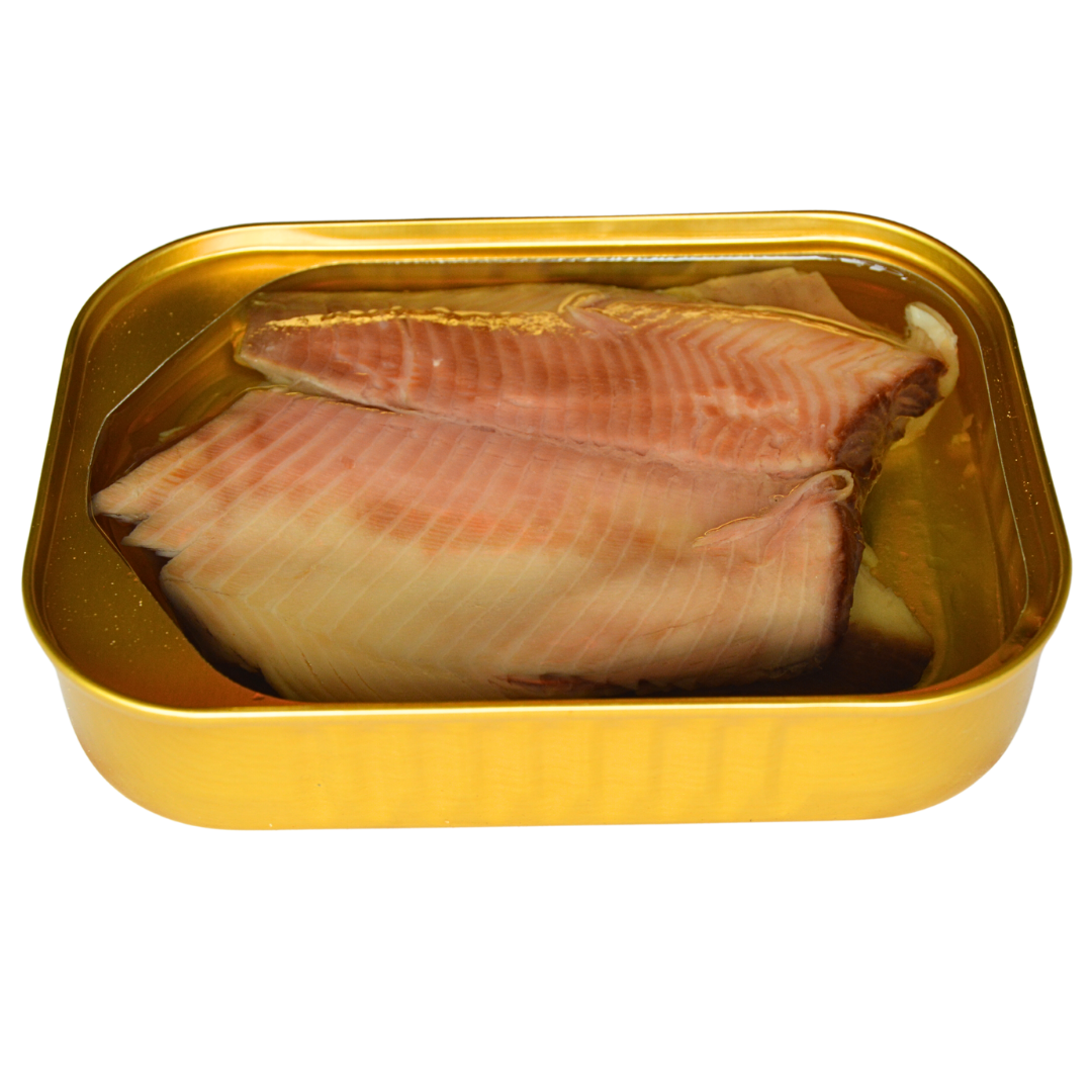 Canned smoked trout in canola oil